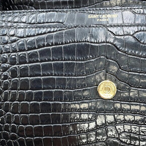 SAINT LAURENT PARIS Sunset ChainShoulder Bag Croco embossed leather Black 442906 - Picture 10 of 15